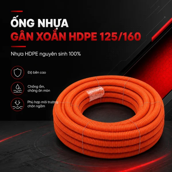 Ống nhựa gân xoắn HDPE 125/160