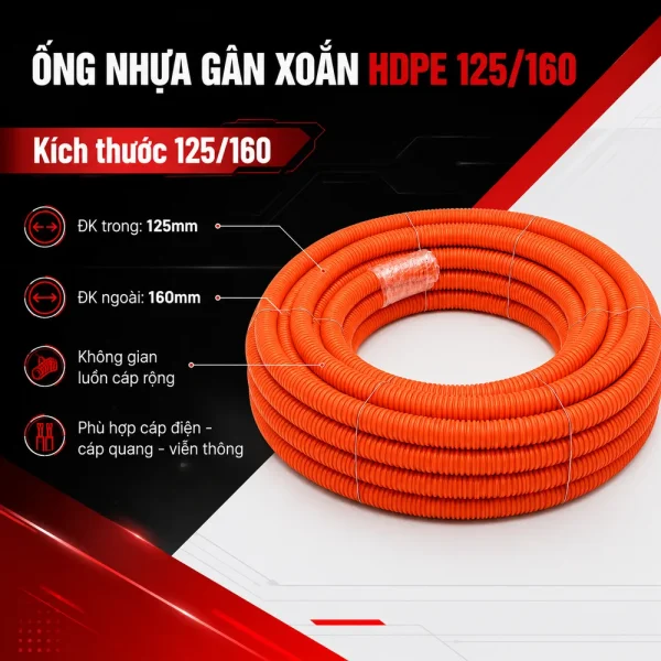 Ống nhựa gân xoắn HDPE 125/160
