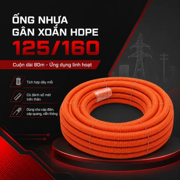 Ống nhựa gân xoắn HDPE 125/160
