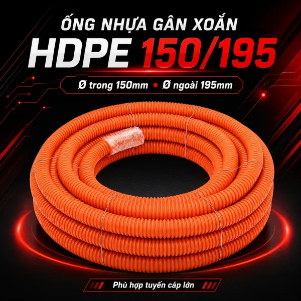 Ống nhựa gân xoắn HDPE 150/195