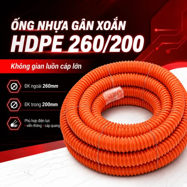 Ống nhựa gân xoắn HDPE 260/200