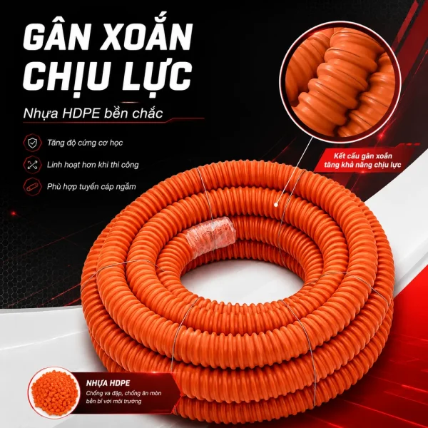 Ống nhựa gân xoắn HDPE 260/200