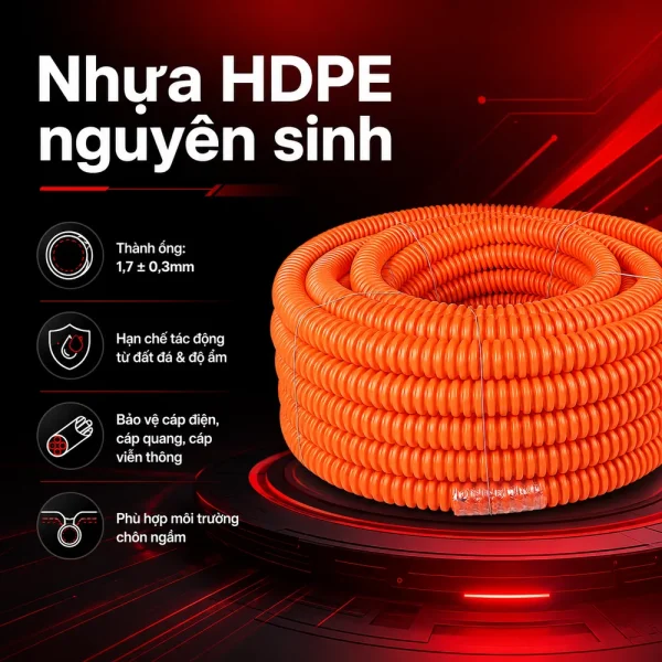 Ống nhựa gân xoắn HDPE 50/65