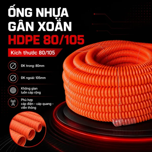 Ống nhựa gân xoắn HDPE 80/105