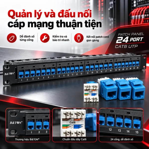 Patch Panel 24 port Cat6 BTON