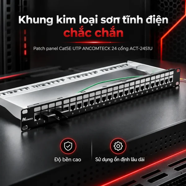 Patch panel Cat5E UTP ANCOMTECK 24 cổng ACT-24S1U