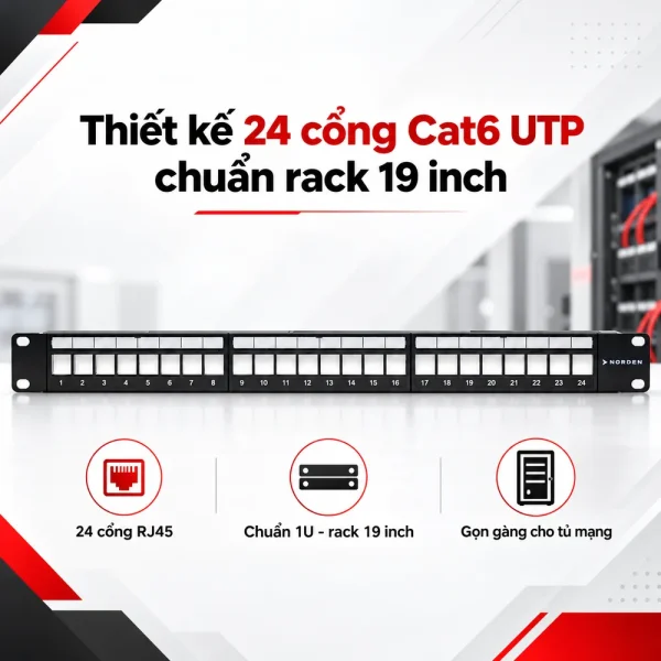 Patch Panel Cat6 UTP 24 Port NORDEN