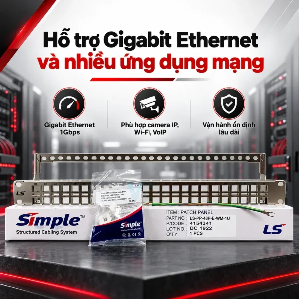 Patch panel LS Cat6 48 port LS-PP-48P-E-WM-1U
