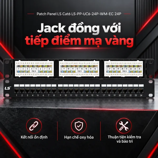 Thanh Patch Panel LS Cat6 LS-PP-UC6-24P-WM-EC 24P