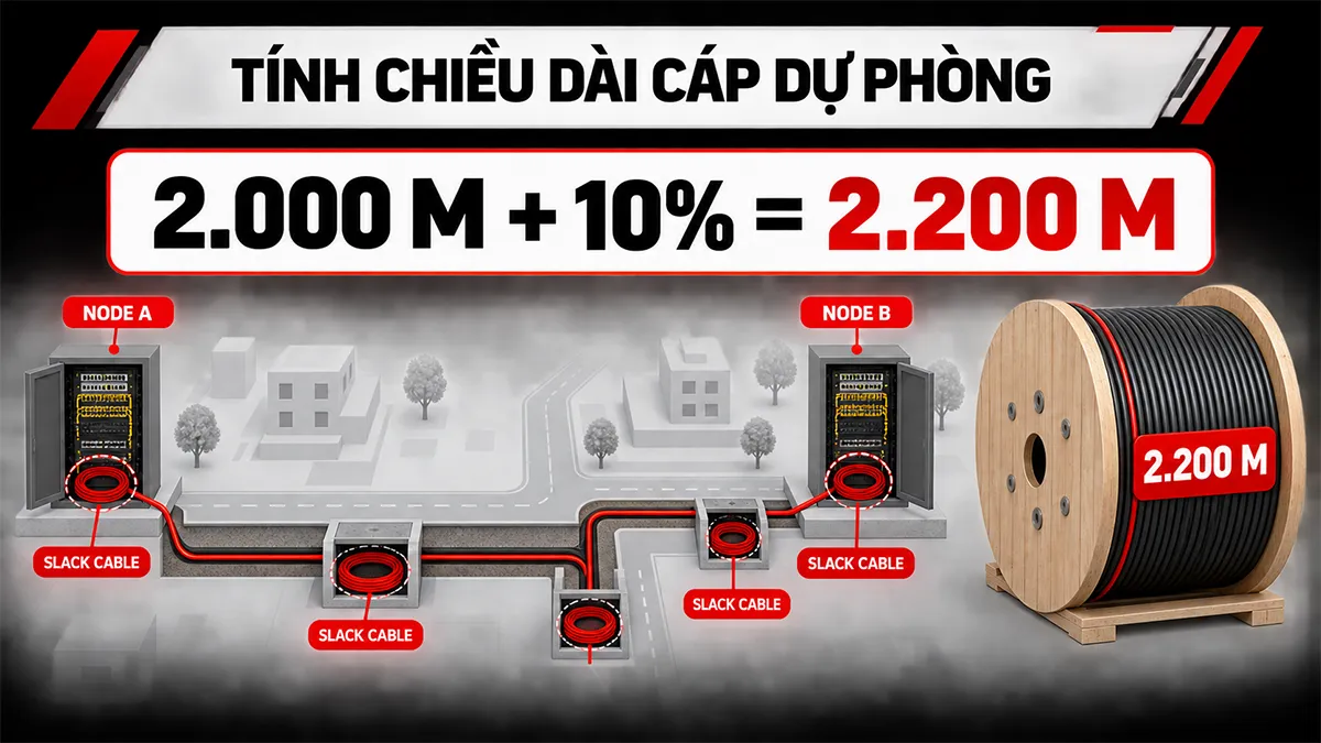 tính chiều dài cáp dự phòng