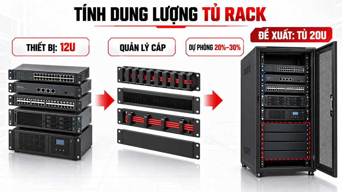 tính dung lượng tủ rack