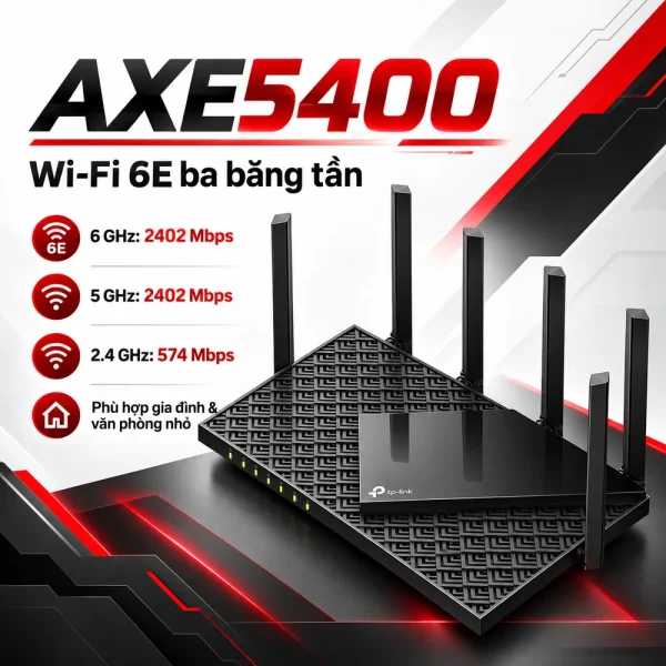 TP-Link Archer AXE75 AXE5400 – Router Wi-Fi 6E Ba Băng Tần