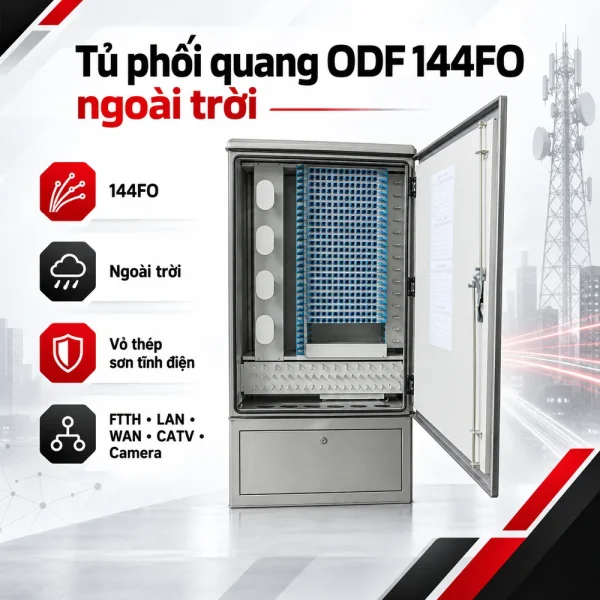 Tủ phối quang ODF 144FO ngoài trời đầy đủ phụ kiện