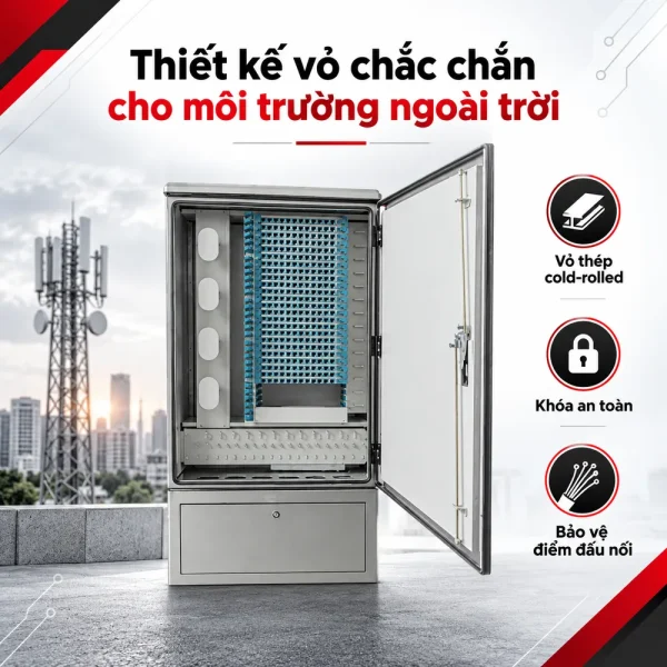 Tủ phối quang ODF 144FO ngoài trời đầy đủ phụ kiện