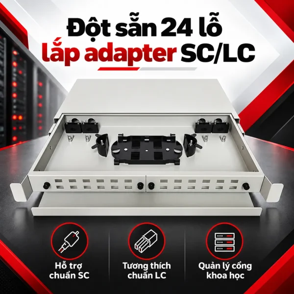 Vỏ hộp phối quang ODF 24FO khay trượt lắp rack