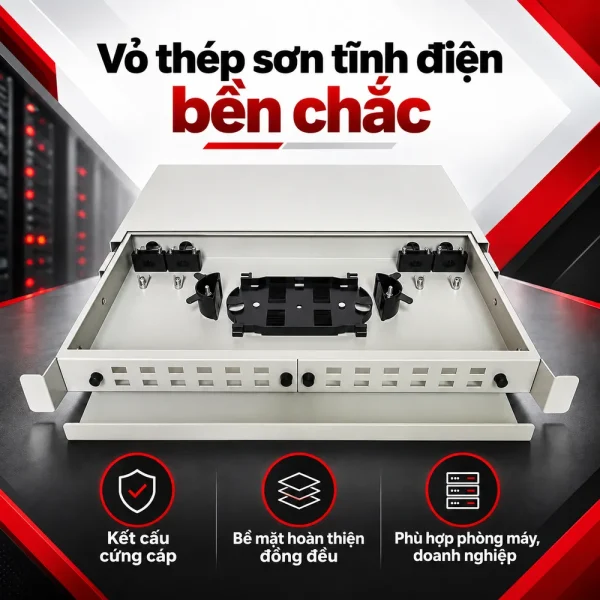 Vỏ hộp phối quang ODF 24FO khay trượt lắp rack